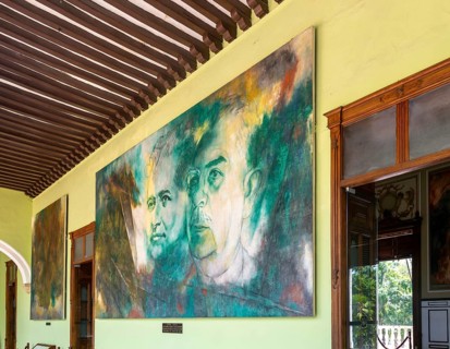 Painting of Agrarian Reform by Fernando Castro Pacheco, Palacio de Gobierno, Merida, Yucatan State,