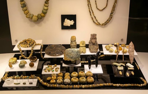 Offering of shells and stone objects, archaeological site and museum of Templo Mayor, Mexico City,