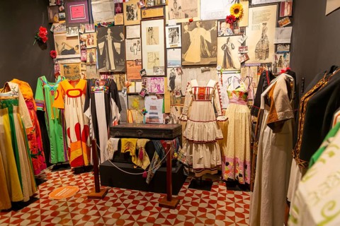 'Transposicion' exhibition by Marjorie Skouras of 1960s-1970s female clothes, Museo de Arte Popular