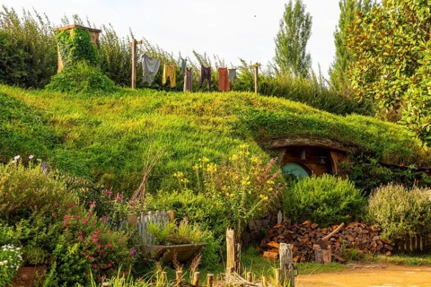 HOBBITON, NEW ZEALAND, JANUARY 20, 2023, Famous Hobbiton village in Matamata from the movies The