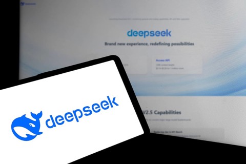 Deepseek Ai logo is displayed on smartphone.