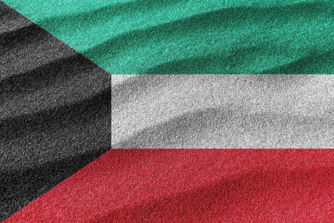 Kuwait sand flag, national flag sand background