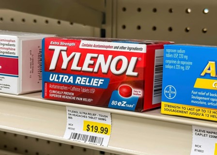 Calgary, Alberta, Canada. Oct 17, 2023. A close up to a Tylenol Ultra Relief 500mg box. Concept: