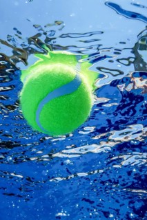 Tennis Summer Concept, Tennis Ball Underwater, Swimming Pool, Summer Tennis Camp