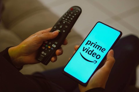 In this photo illustration, the Amazon Prime Video logo seen displayed on a smartphone