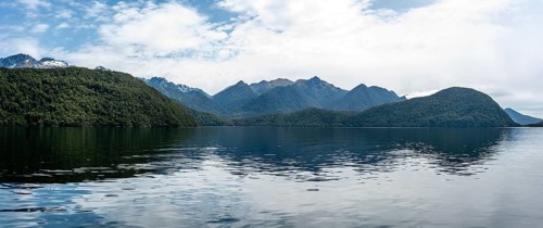 Beautiful mountain landscape surrounding lake Te Anau, South Island of New Zealand