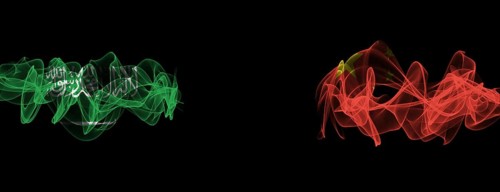 Flags of Saudi Arabia and China on Black background, Saudi Arabia vs China Smoke Flags