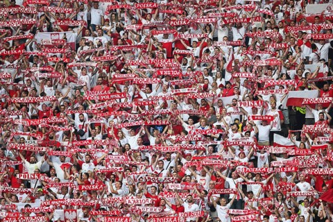 BERLIN, GERMANY - JUNE 21, 2024: Euro 2024 Groupe D match Poland vs Austria 1:3. Polish supporters