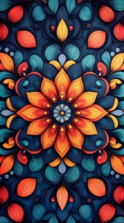 Colorful simple line art mandala pattern, AI generated