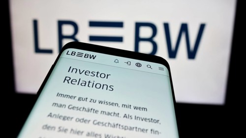 Stuttgart, Germany, 07-15-2024: Mobile phone with website of German company Landesbank