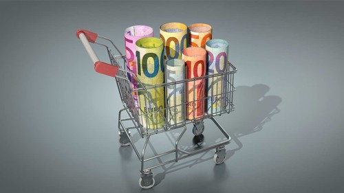 Symbolic image on the subject of purchasing power, consumption, turnover, profit, etc. in the