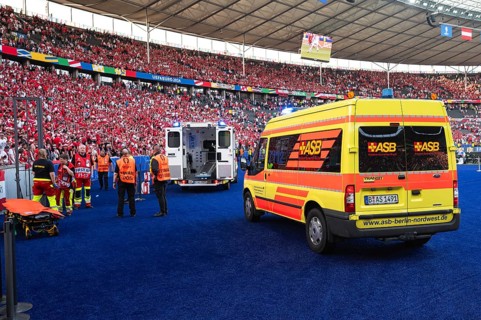 BERLIN, GERMANY - JUNE 21, 2024: Euro 2024 Groupe D match Poland vs Austria 1:3. Ambulance at the