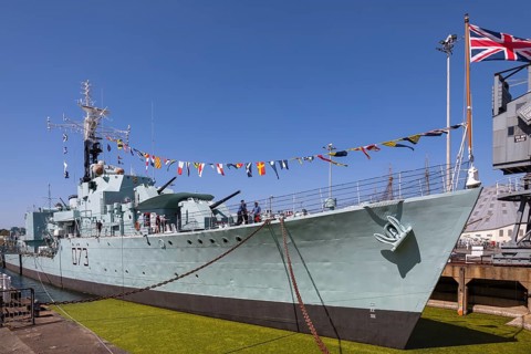 CHATHAM, KENT, UK, AUGUST 9. View of HMS Cavalier in Chatham, Kent, UK on August 09, 2024.