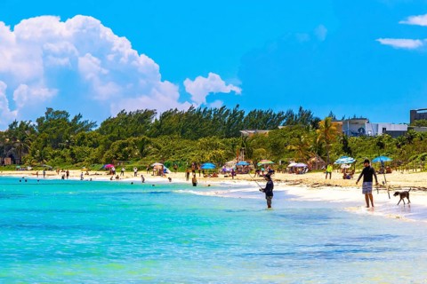 Playa del Carmen Quintana Roo Mexico 09. September 2023 Tropical mexican caribbean beach and sea