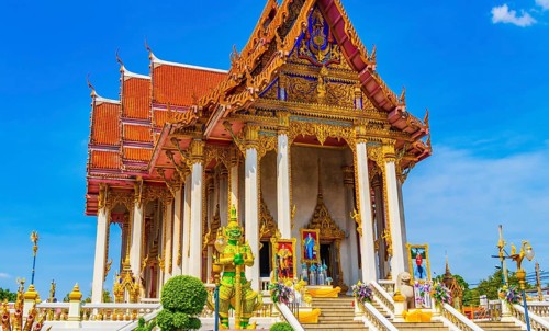 Bangkok Thailand 26. January 2020 Amazing colorful Wat Don Mueang Phra Arramluang buddhist temple
