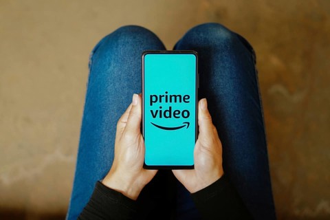 In this photo illustration, the Amazon Prime Video logo seen displayed on a smartphone