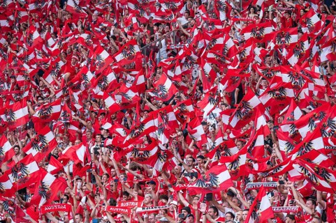 BERLIN, GERMANY - JUNE 21, 2024: Euro 2024 Groupe D match Poland vs Austria 1:3. Supporters of