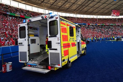 BERLIN, GERMANY - JUNE 21, 2024: Euro 2024 Groupe D match Poland vs Austria 1:3. Ambulance at the