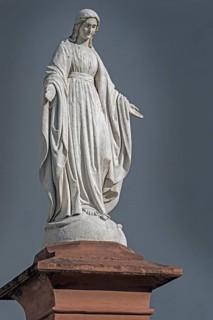 Marian column at the former collegiate church of St Peter, a Roman Catholic parish church, Bad