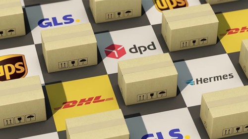 Symbolic image on the subject of parcel services, shipping service providers, etc. in Germany