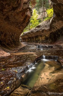 Magnificent Subway gorge landmark in the Zion National Park in Utah, USA, North America