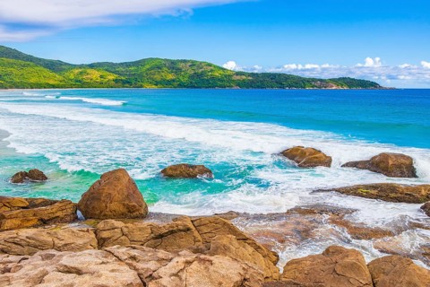 Amazing Praia de Lopes Mendes beach on the big tropical island Ilha Grande in Angra dos Reis Rio de