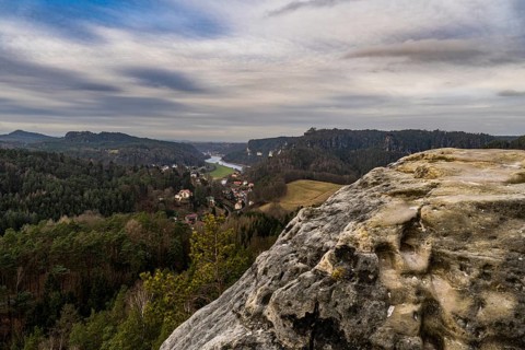 View from the Gamrig Rock to the climatic health resort of Rathen 1
