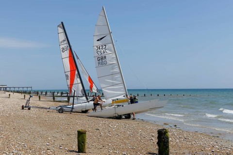 Bognor Regis, West Sussex, UK, June 25. Yachts preparing for launch in Bognor Regis, West Sussex on