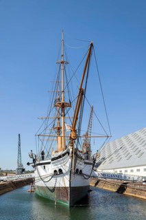 CHATHAM, KENT, UK, AUGUST 9. View of HMS Gannet in Chatham, Kent, UK on August 09, 2024
