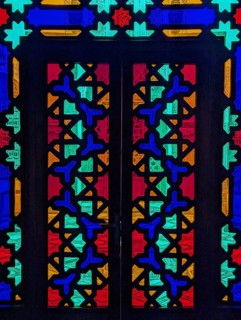 Traditional window mosaic in an oriental Moroccan palais