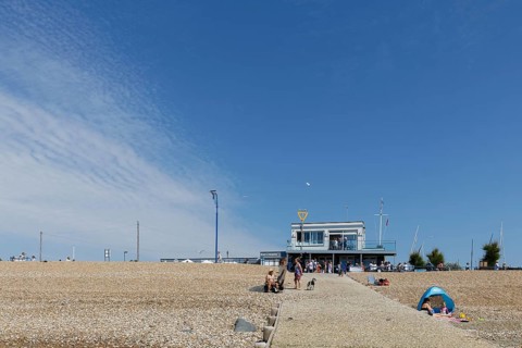 Bognor Regis, West Sussex, UK, June 25. View of Felpham Sailing Club in Bognor Regis, West Sussex