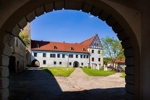 DEU Saxony Strehla Strehla Castle, later Stehla Castle, is located on a hill sloping steeply down