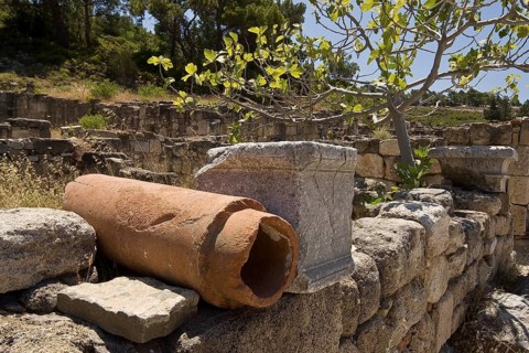 Rhodes Island, The ancient city of Kamiros, which is located on a hillside and dates back to the
