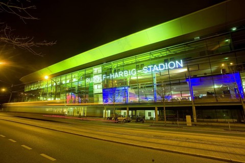 New construction of the Rudolf Harbig Stadium Dresden, the home of 1.FC Dynamo Dresden