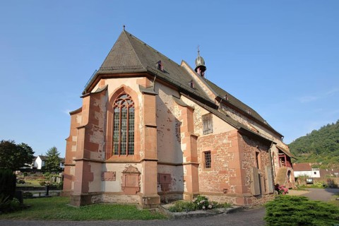 Gothic Ersheim Chapel in Ersheim, Hirschhorn, Neckar, Neckar Valley, Odenwald, Hesse, Germany,