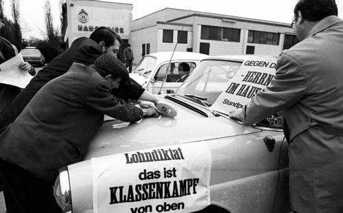 The IG Metall union used a motorcade to promote its demands for higher wages, co-determination,