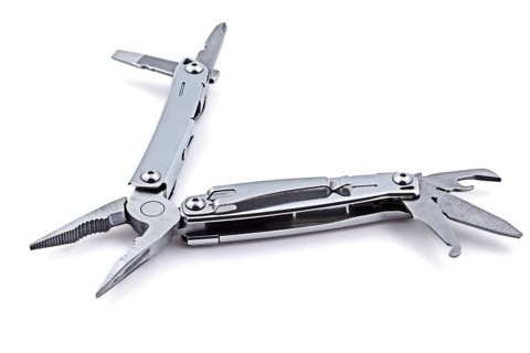 Steel metal multitool isolated on white