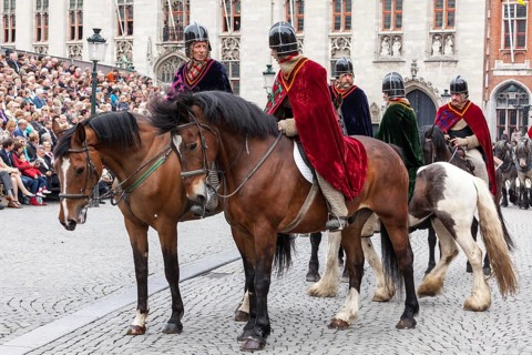 BRUGES, BELGIUM, MAY 17: Annual Procession of the Holy Blood on Ascension Day. Locals perform an