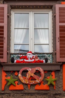 Christmas decorated window, Alsace, France, Europe