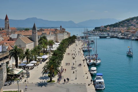 View from Kamerlengo Castle over the old town, Unesco World Heritage Site, Trogir, Dalmatia,