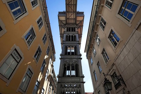 Lift, Passenger lift, Elevador de Santa Justa, Lisbon, Portugal, Europe