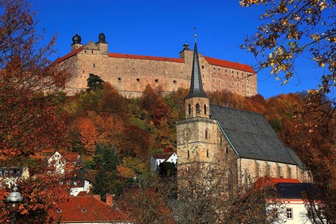Plassenburg and Petrikirche, Kulmbach, Upper Franconia, Bavaria, Germany, Europe