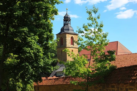 Evangelical Lutheran town parish church of St. Johannis and remains of the old town wall, Bad
