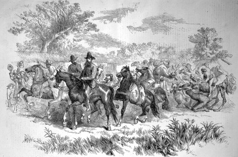 Setting out on a voyage of discovery into the interior of Australia, 1869, Historic, digitally