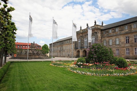 Margrave's Fountain and New Palace, Bayreuth, Upper Franconia, Franconia, Bavaria, Germany, Europe