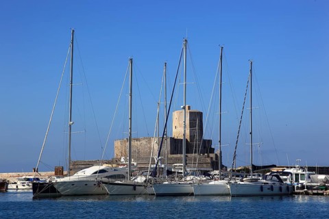 City of Trapani, the port and the former military hospital, Lazzaretto Castello della Colombaia,