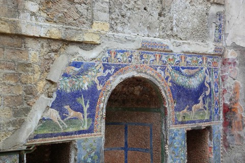 The House of Neptune and Amphitrite in the ruined city of Herculaneum, Campania, Italy, Europe