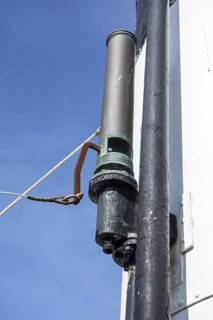Low-pitched plain steam whistle, ship's horn of vessel