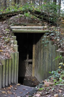 Entrance of cagna, hideout of the Belgian resistance fighters, the maquisards, at the Wolfsschlucht