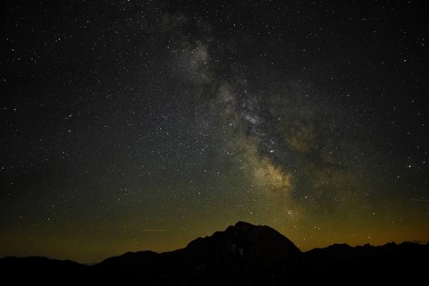 The Milky Way in summer over the Kahlersberg, the highest mountain of the Hagengebirge in the